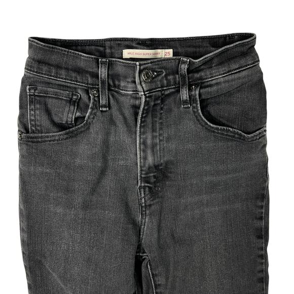 Levi’s Mile High Super Skinny Jeans Black Stretch Denim 25 - Picture 3 of 7